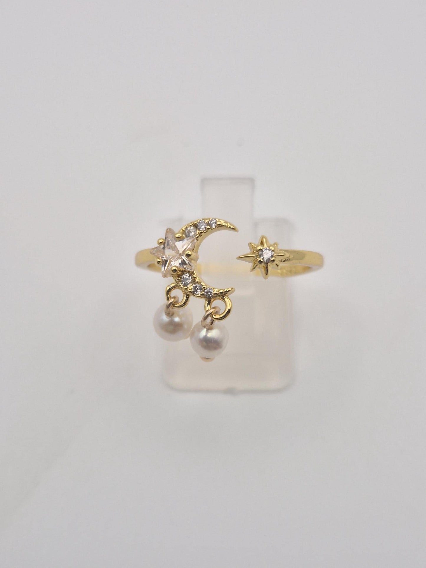 Golden Moon Double Pearl Ring