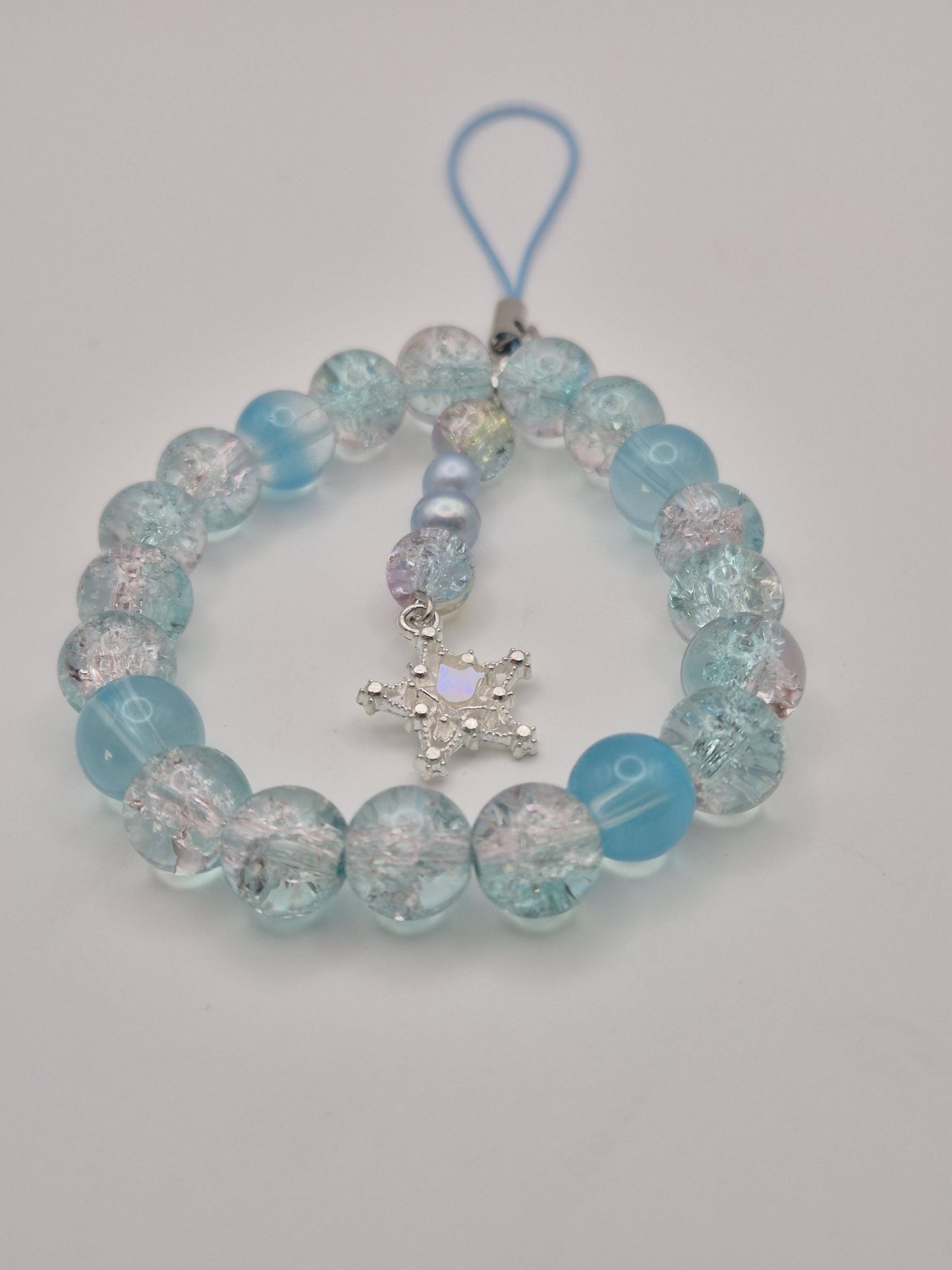 Whimsical Winter Blue Pearl & Bead Phone Charm