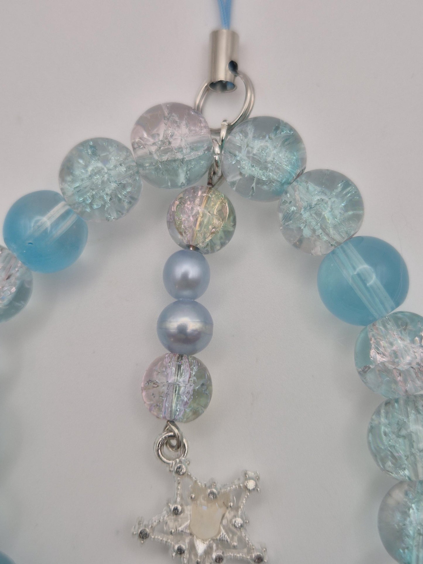 Whimsical Winter Blue Pearl & Bead Phone Charm
