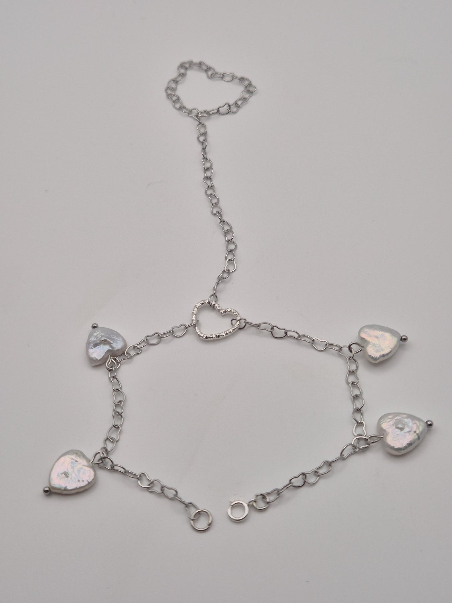 Forever Heart Pearl Hand & Ring Chain Bracelet