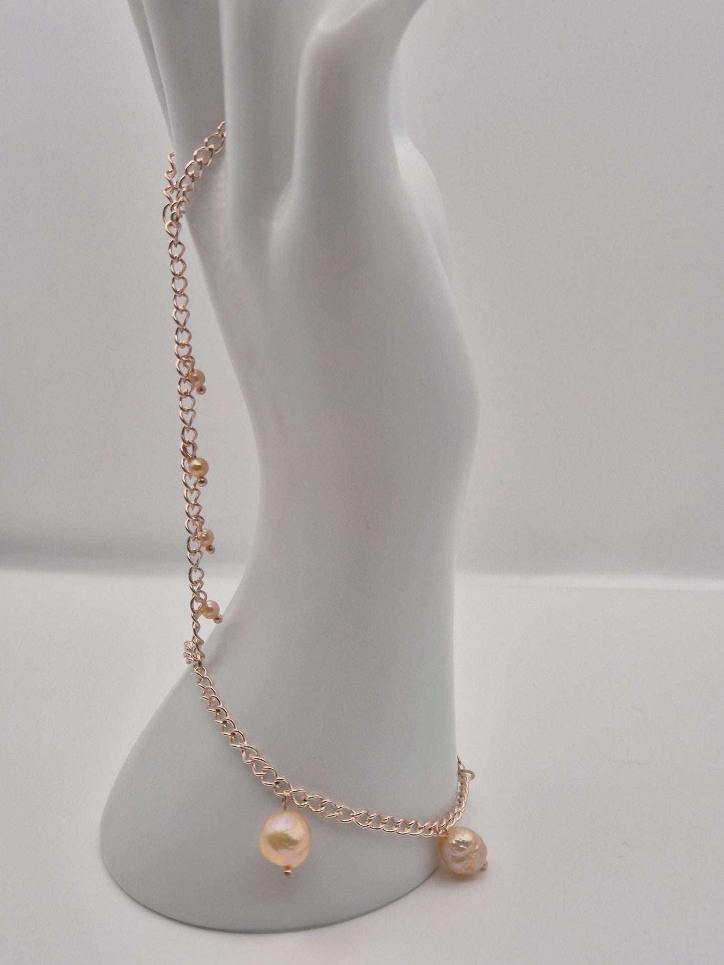 Rose Gold Multiple Pearl Hand & Ring Chain