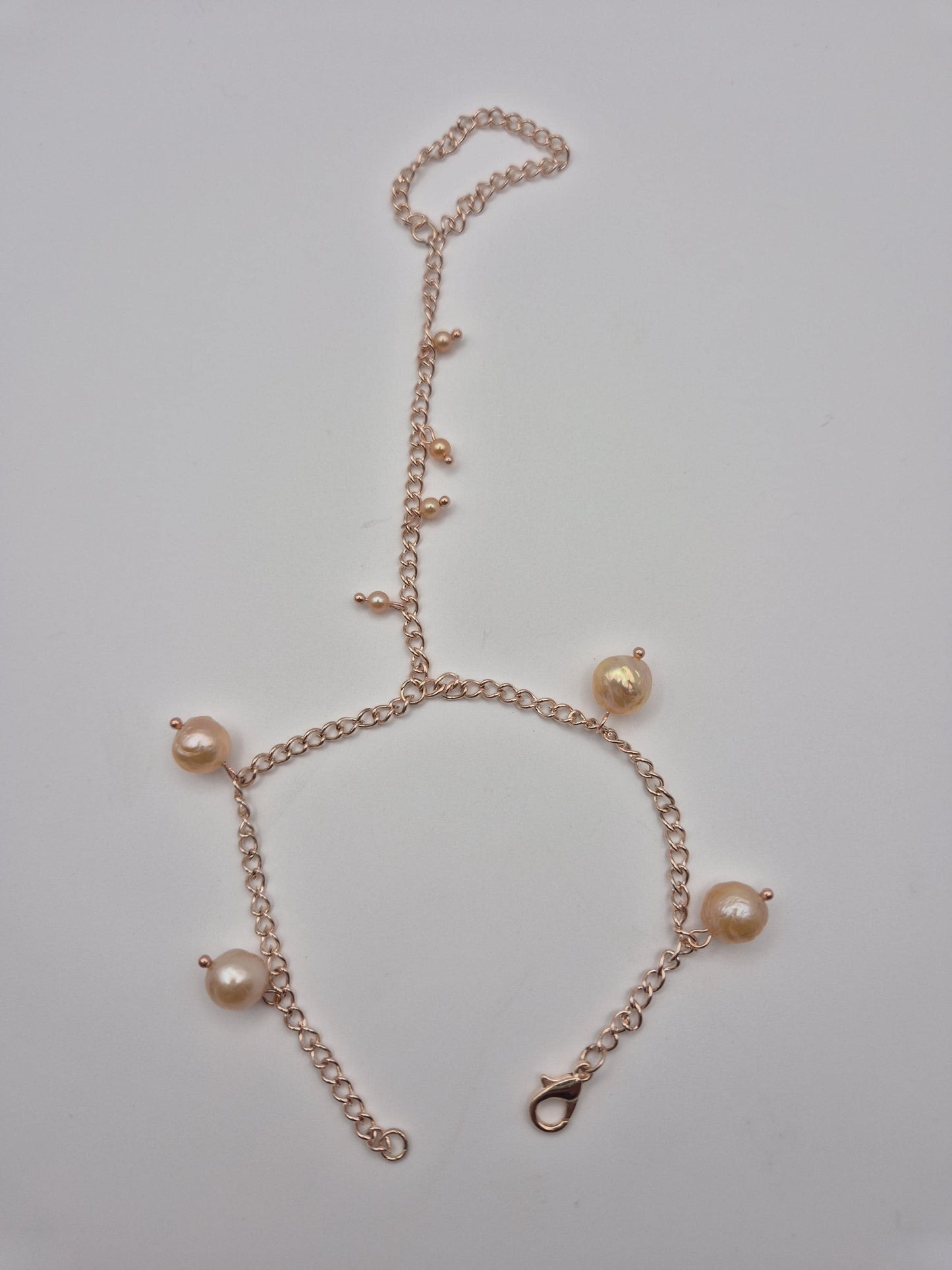 Rose Gold Multiple Pearl Hand & Ring Chain