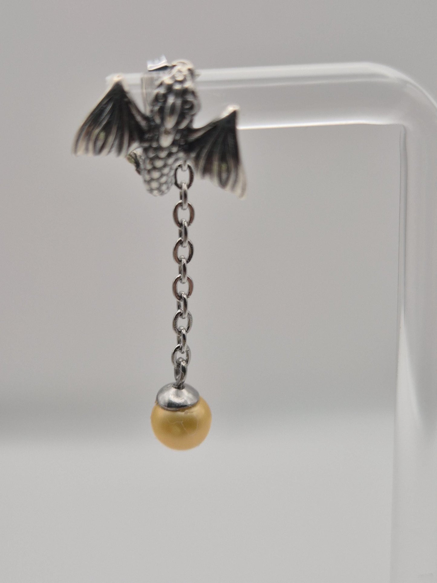 Natural Golden Saltwater Pearl Drop Dragon Earrings