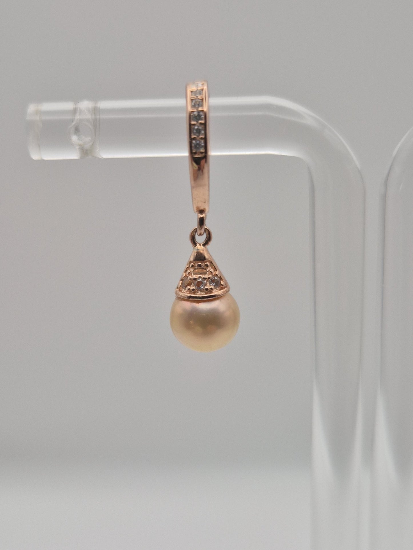 Rose Gold Sparkle Pearl Drop Earrings