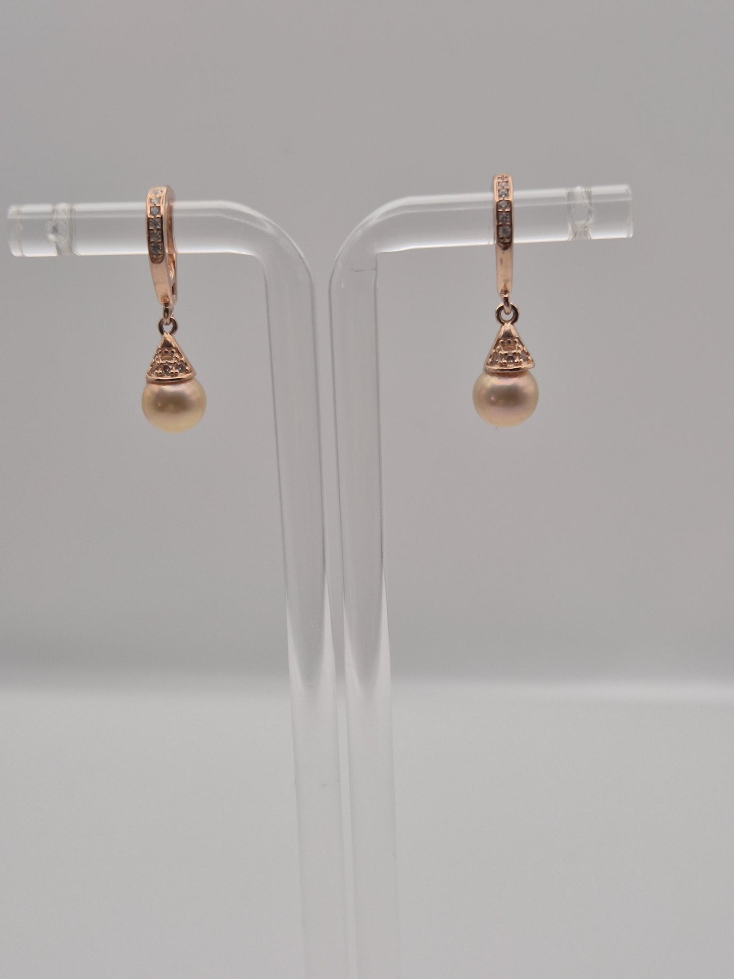 Rose Gold Sparkle Pearl Drop Earrings