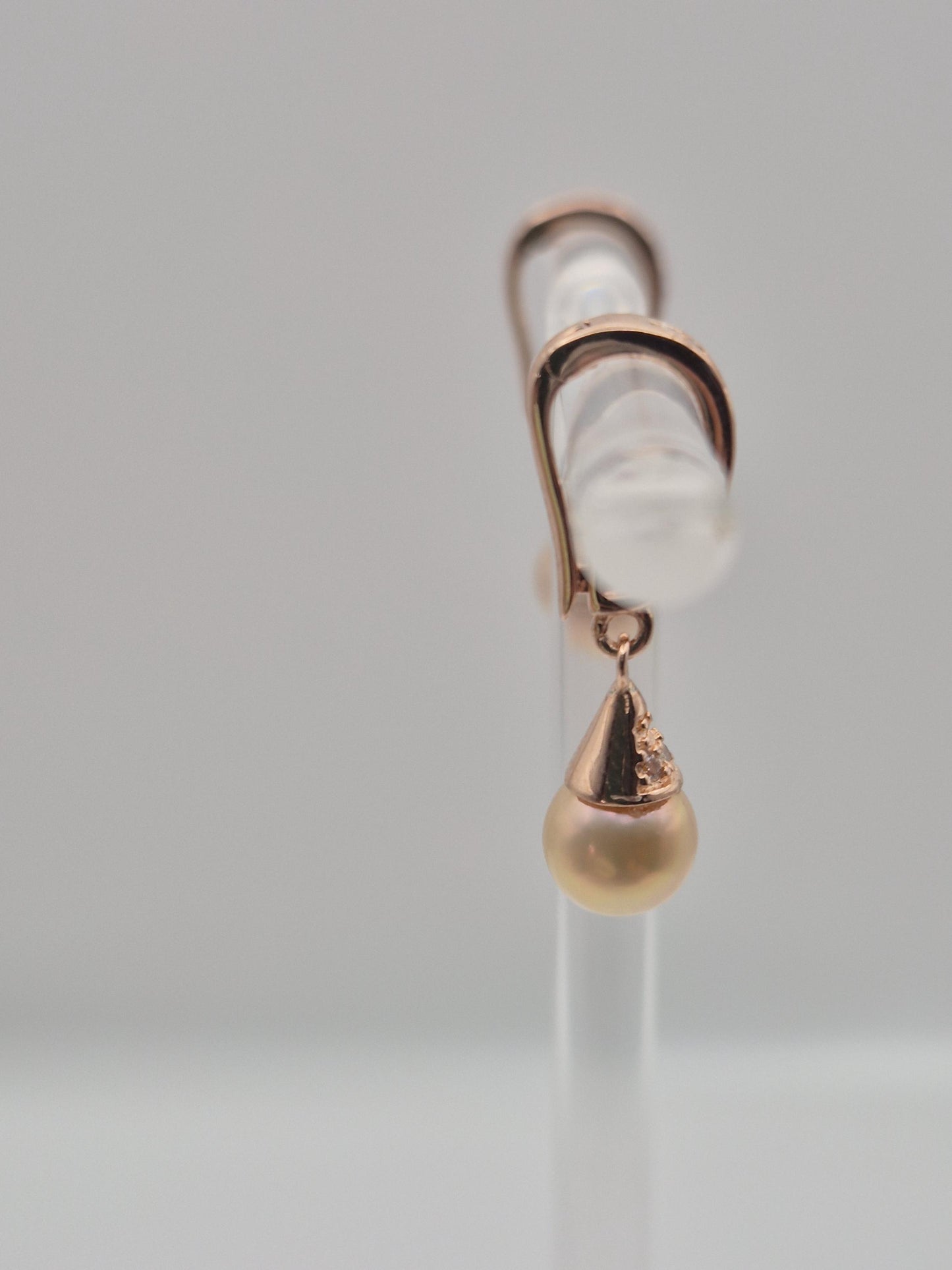 Rose Gold Sparkle Pearl Drop Earrings