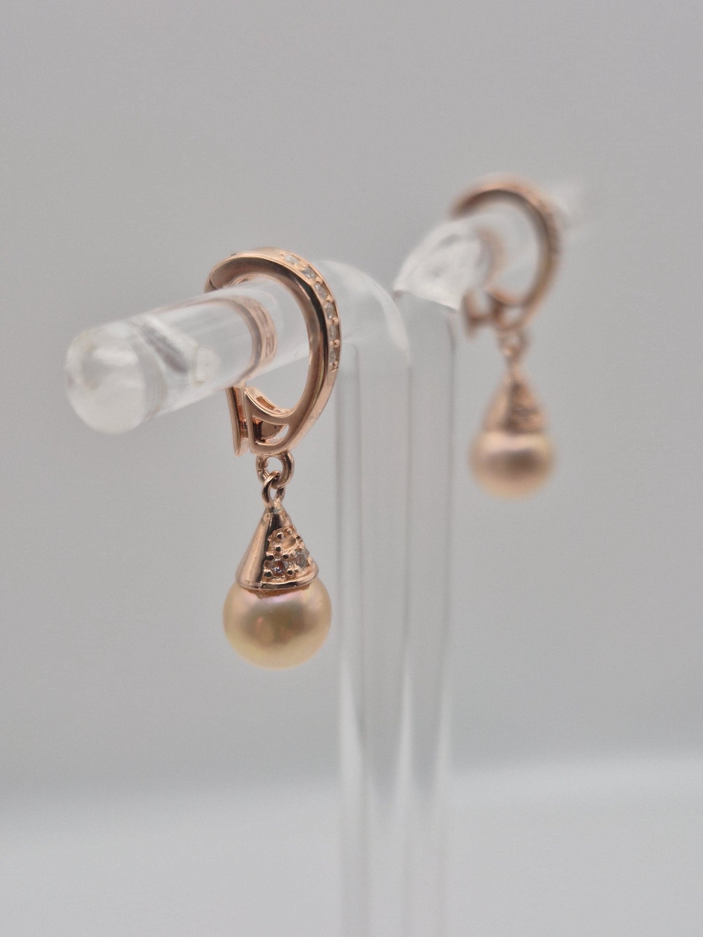 Rose Gold Sparkle Pearl Drop Earrings