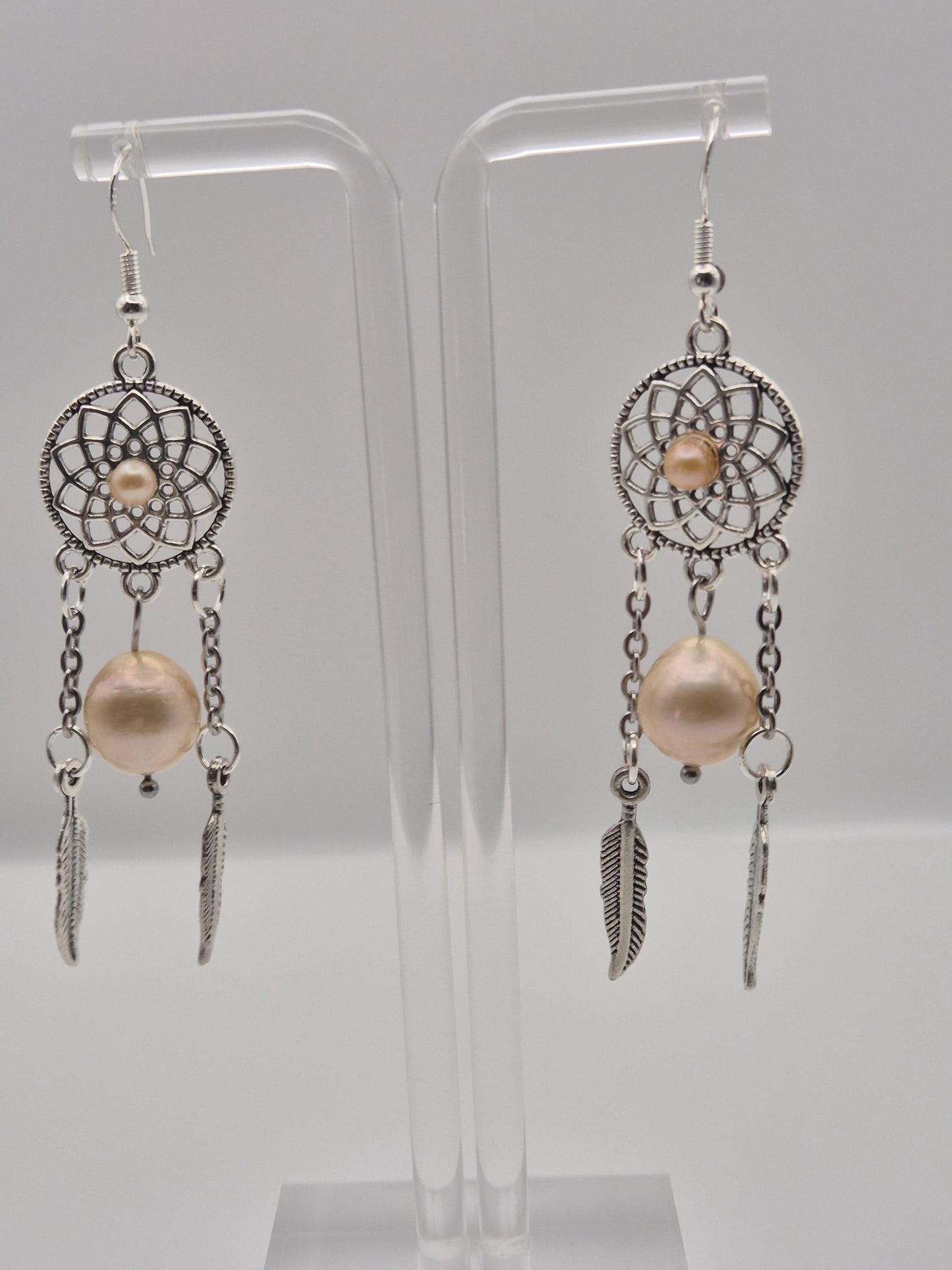 Dreamcatcher Pearl Pendant and Earring Set