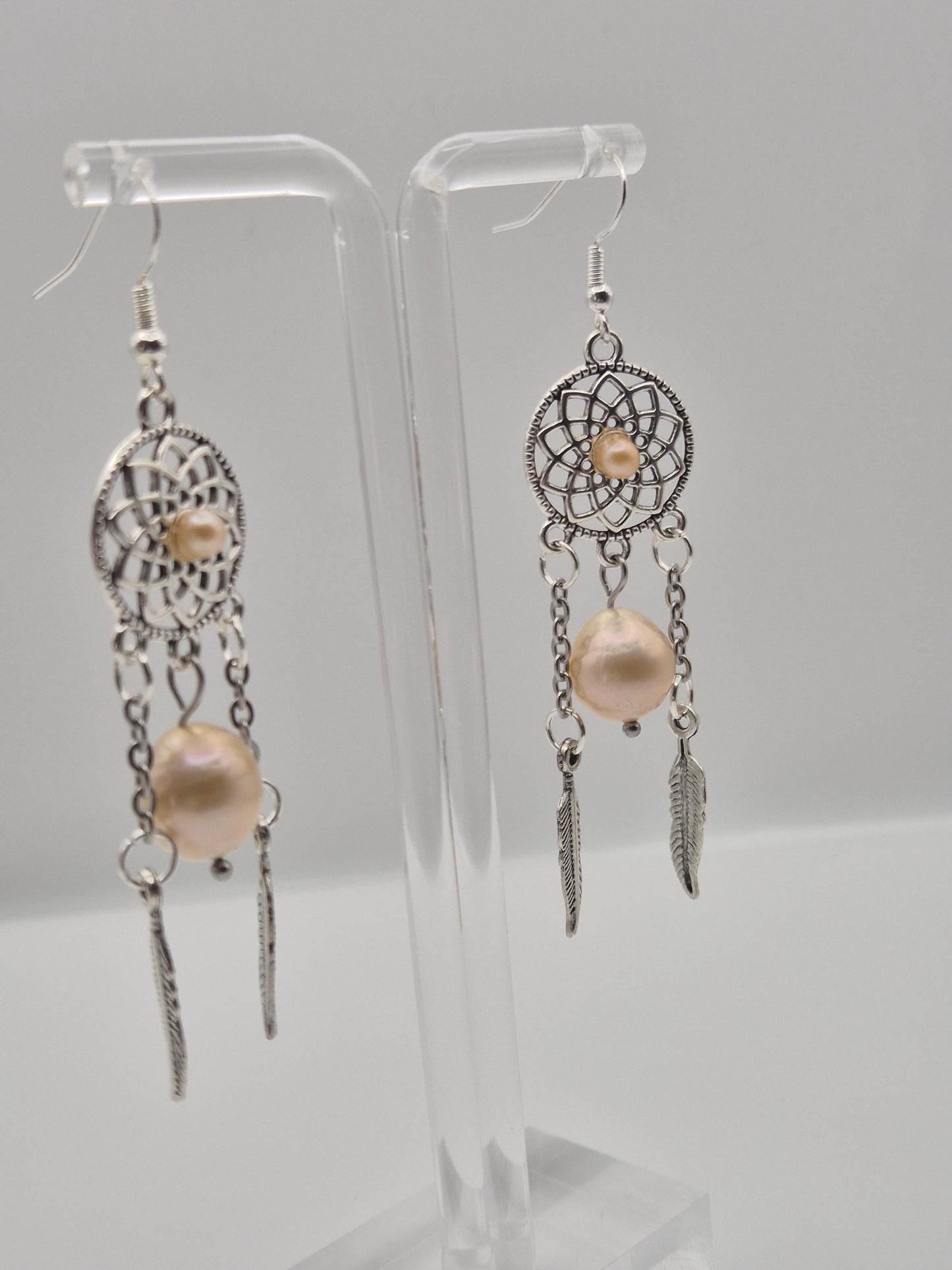 Dreamcatcher Pearl Pendant and Earring Set