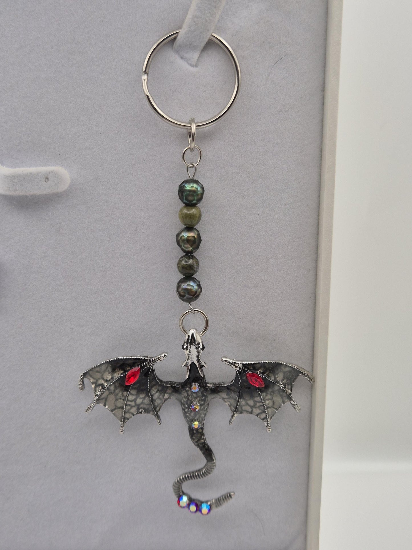 Dragon Pearl and Bloodstone Keychain