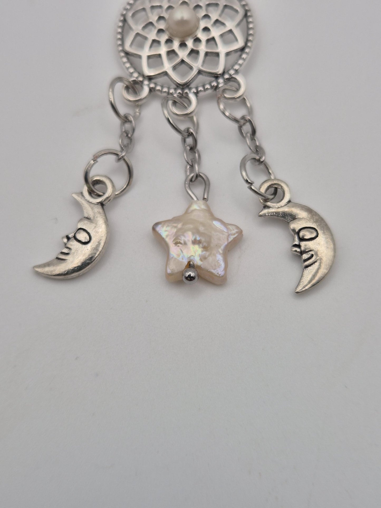 Pearl Star Moonlit Dreamcatcher Keychain