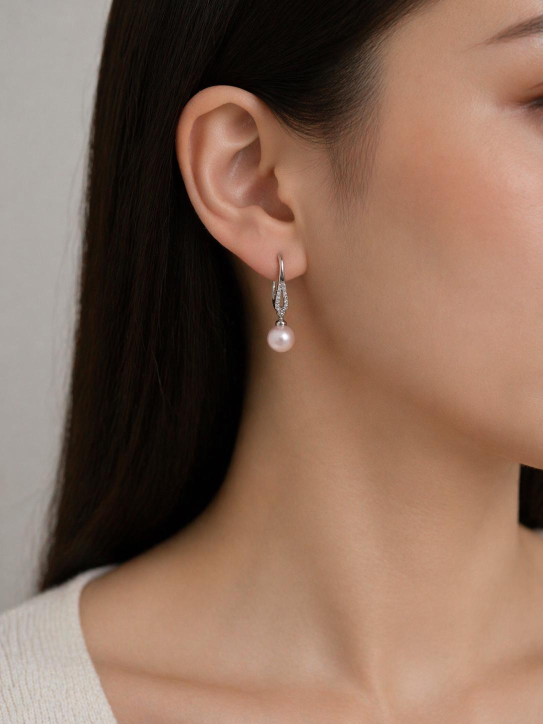 Classic Sparkle Pearl Dangle Earrings