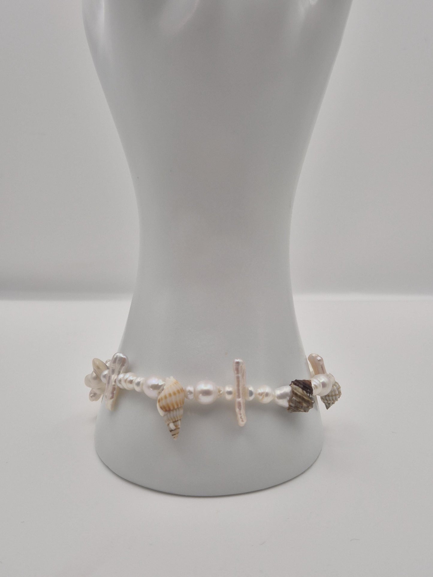 Summer Beach Pearl and Seashell Necklace and Bracelet Set