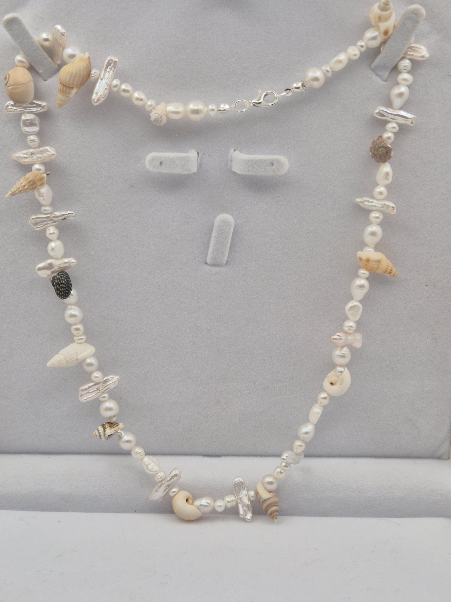 Summer Beach Pearl and Seashell Necklace and Bracelet Set