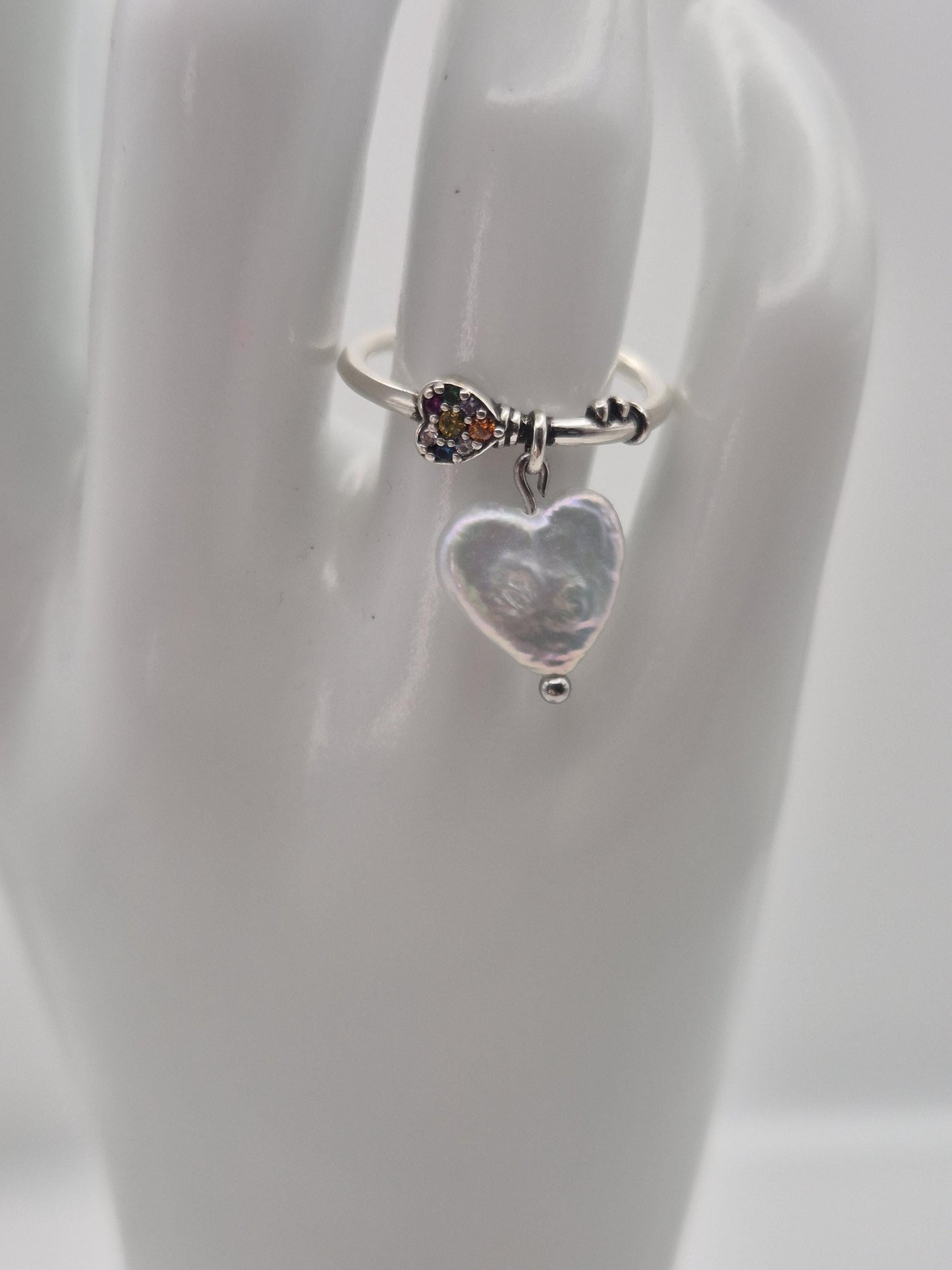 Forever Heart Pearl Drop Ring