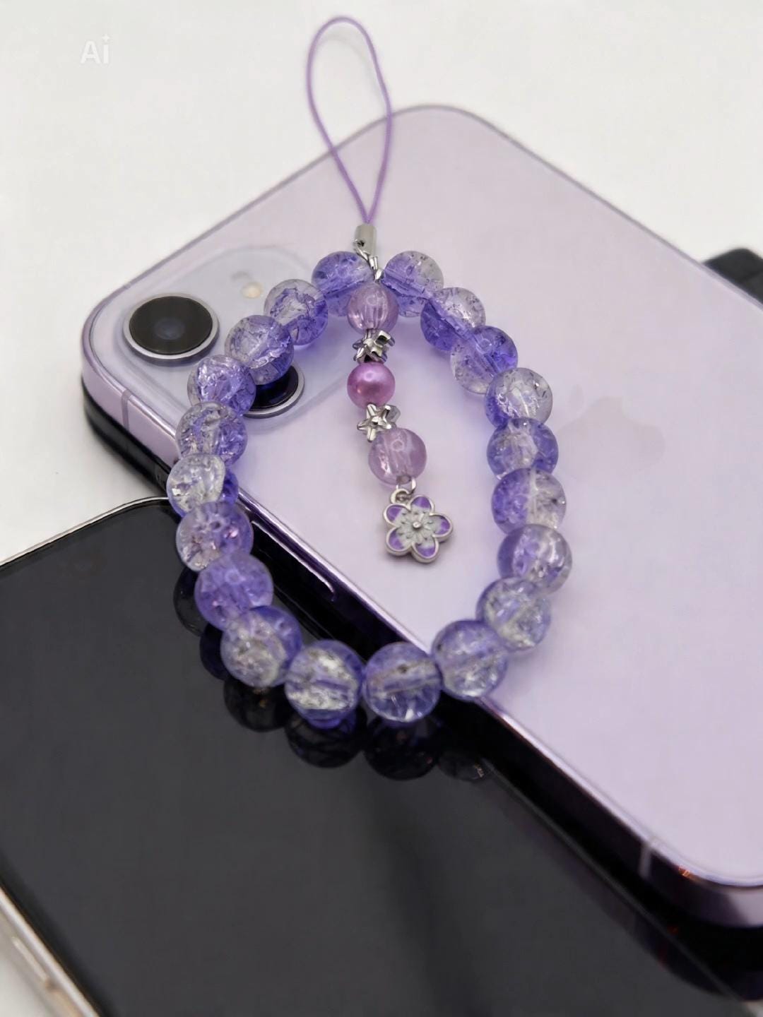 Purple Paradise Pearl & Bead Phone Charm