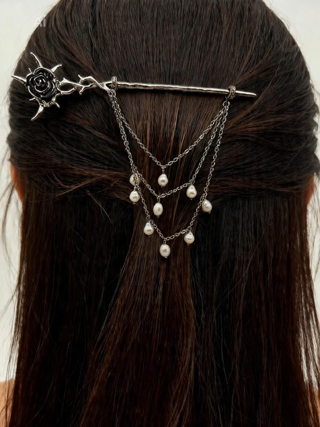 The Thorny Rose Multiple Pearl Hair Pin