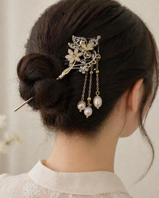 Enchanted Garden Dewdrop Pearl Hairpin