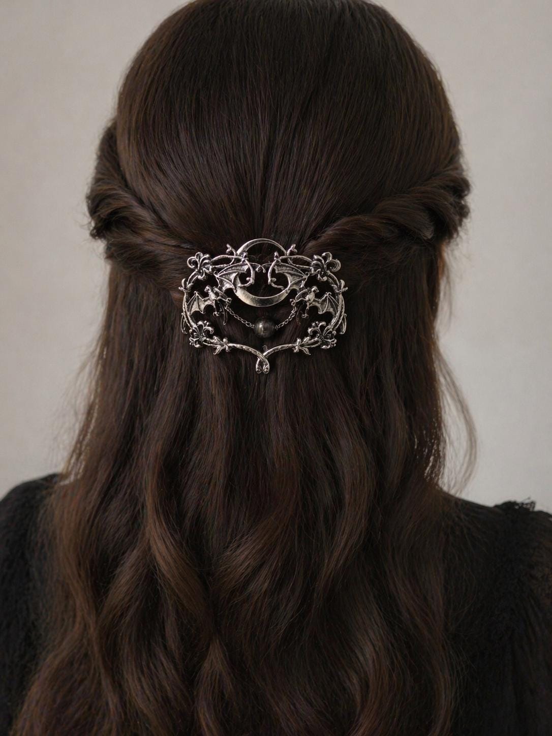 Lunar Bat Black Tahitian Hairpin