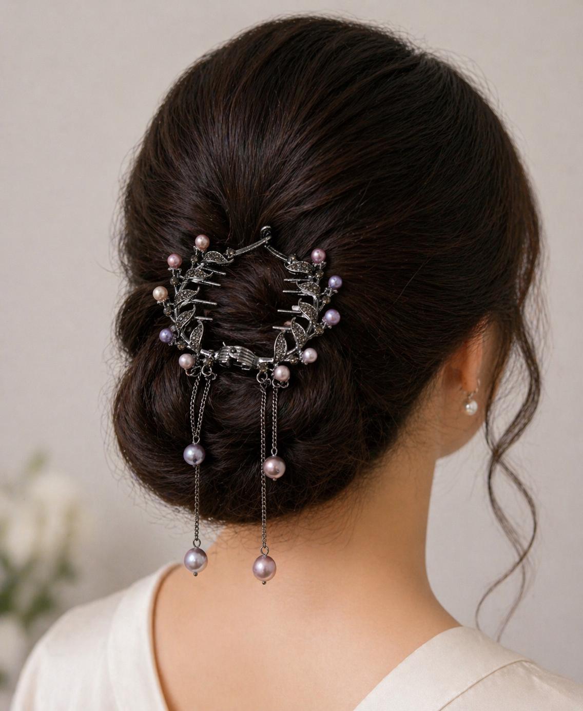 Twilight Vine Multiple Pearl Hairpin