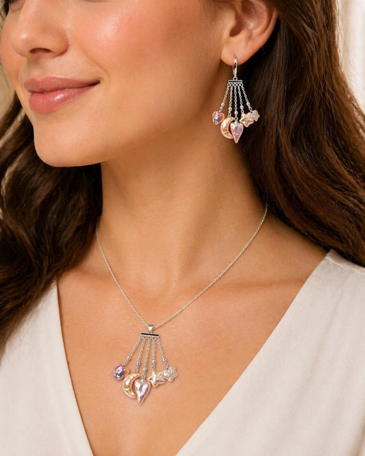 Multi Shaped Pearl Earring and Pendant Set