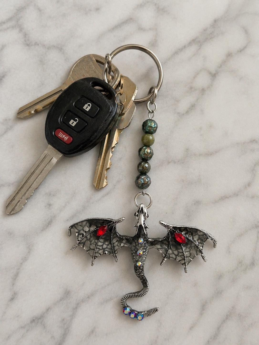 Dragon Pearl and Bloodstone Keychain