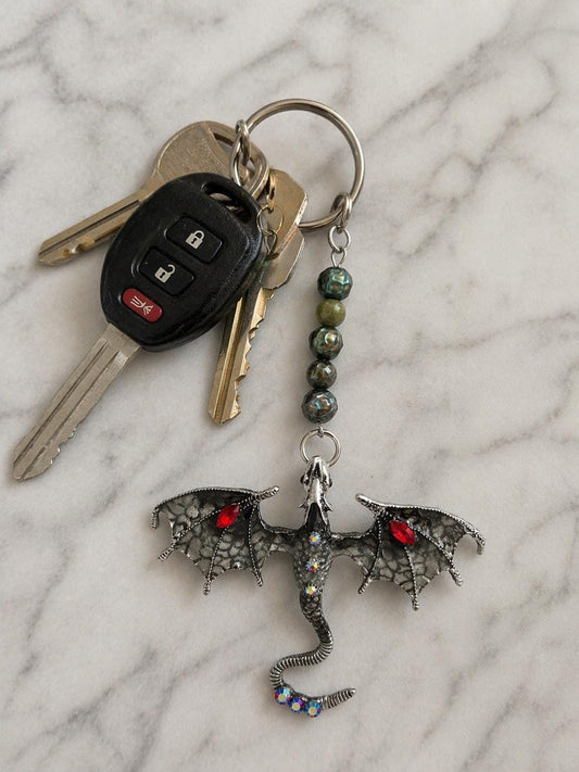 Dragon Pearl and Bloodstone Keychain