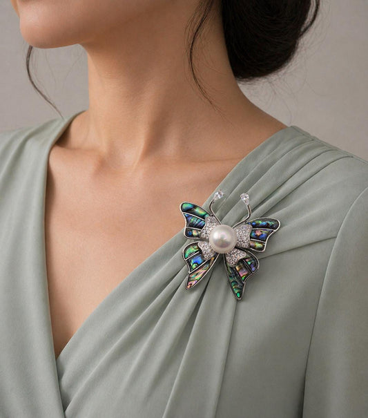 Enchanted Butterfly Pearl Brooch