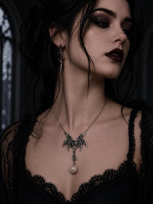 Dragon Wing Necklace — Carved Dragon Scale Edison Pearl