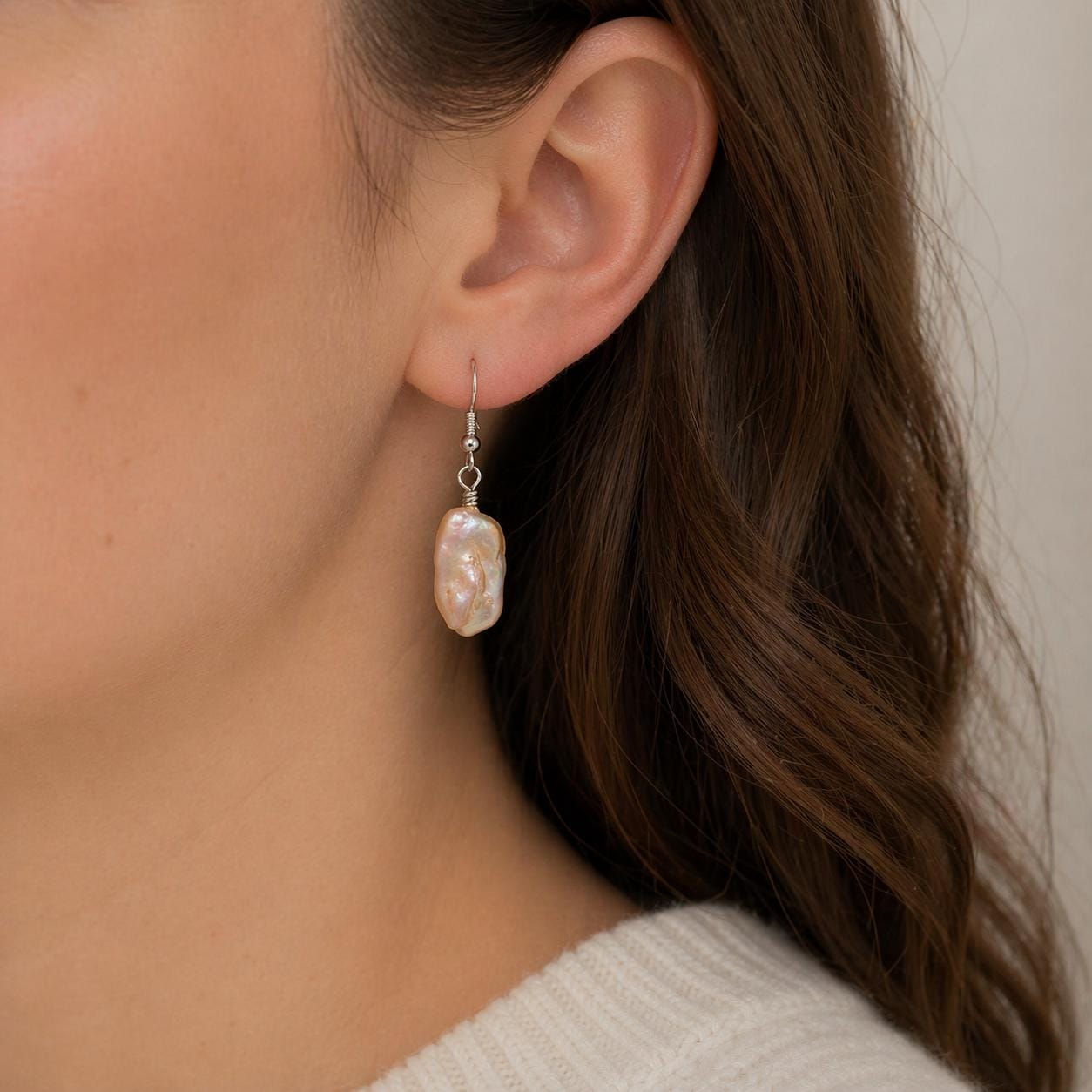 Simple Square Pearl Drop Earrings