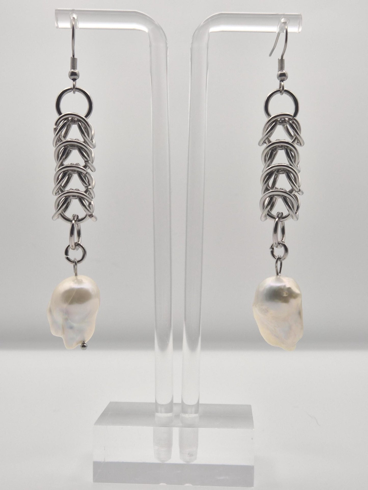 King Pearl Chainmaille Rope Earrings