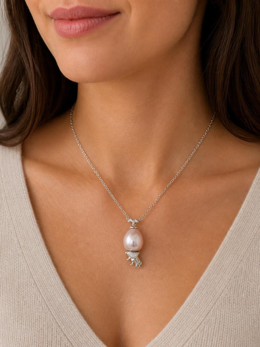 Sterling Silver Baroque Pearl Caterpillar Pendant