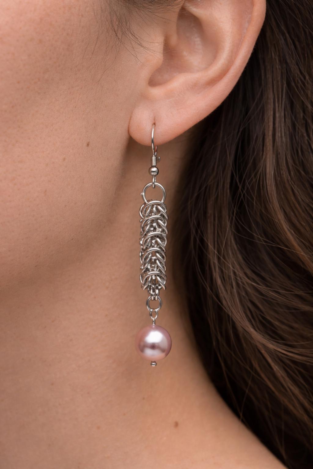 Chainmaille Rope Edison Pearl Earrings
