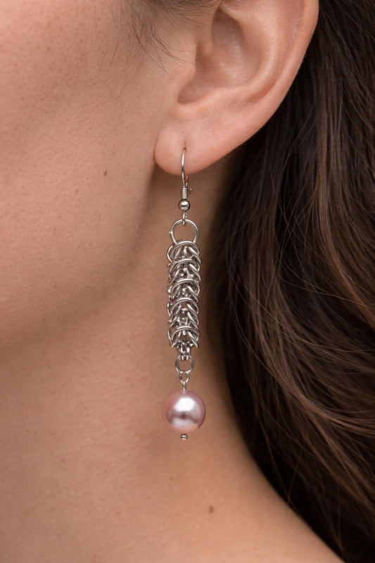 Chainmaille Rope Edison Pearl Earrings