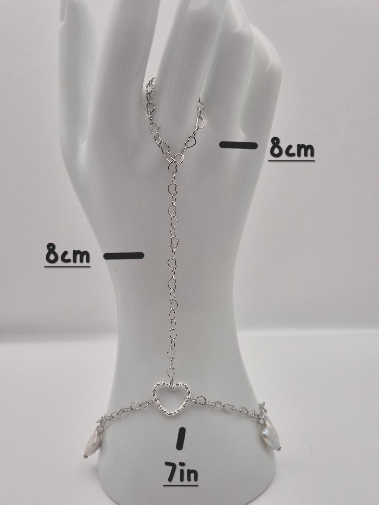 Forever Heart Pearl Hand & Ring Chain Bracelet