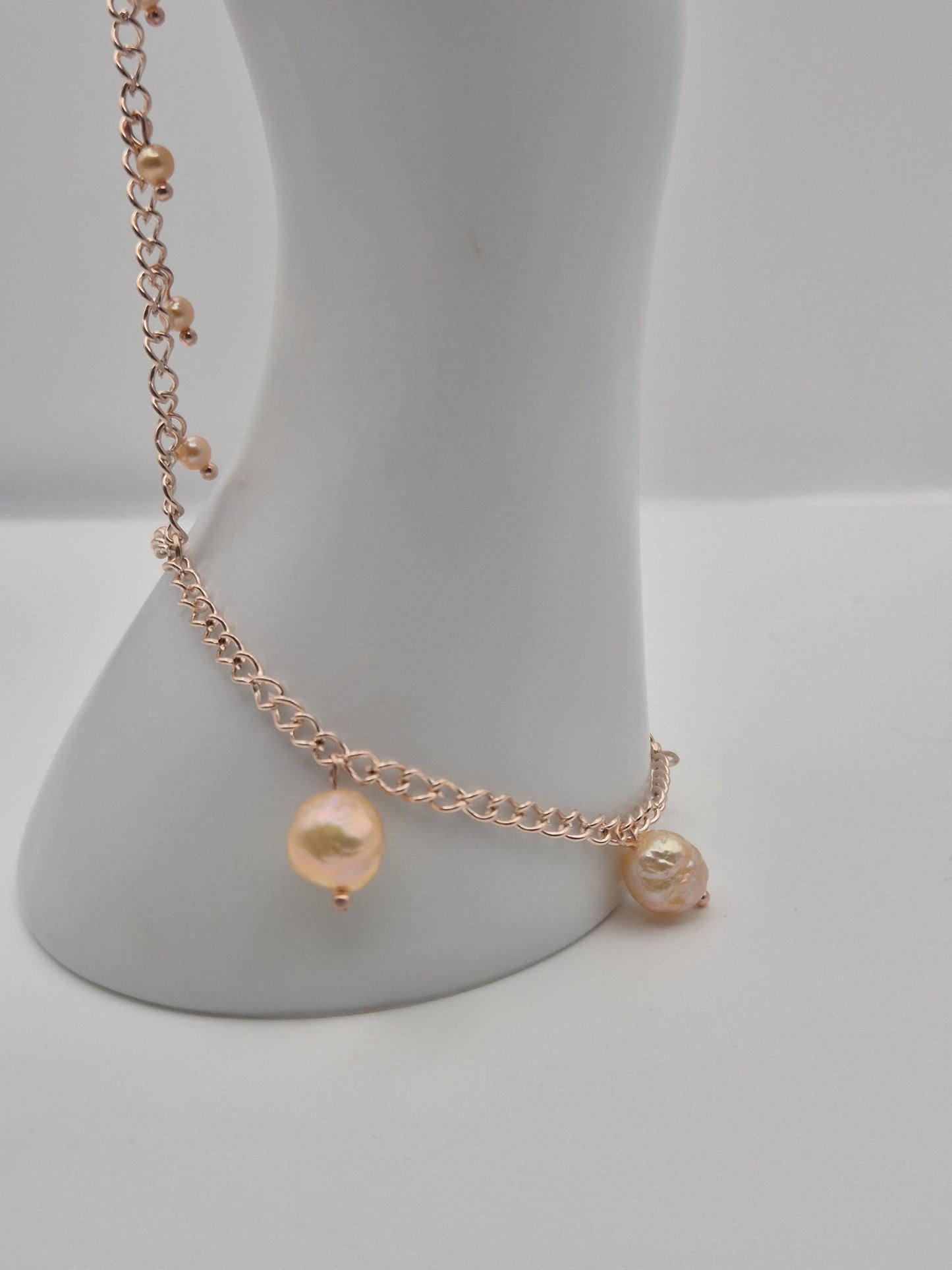 Rose Gold Multiple Pearl Hand & Ring Chain