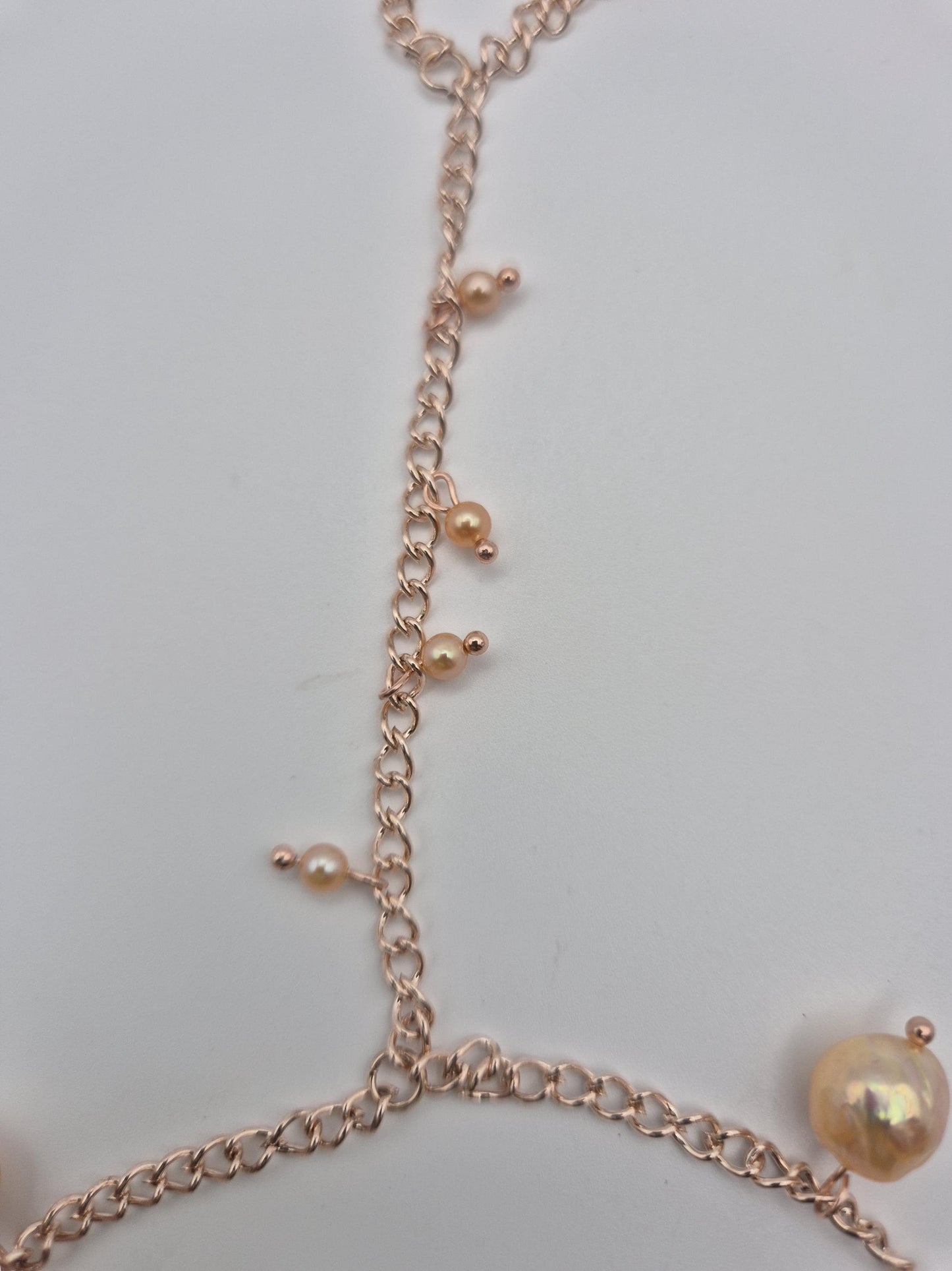 Rose Gold Multiple Pearl Hand & Ring Chain
