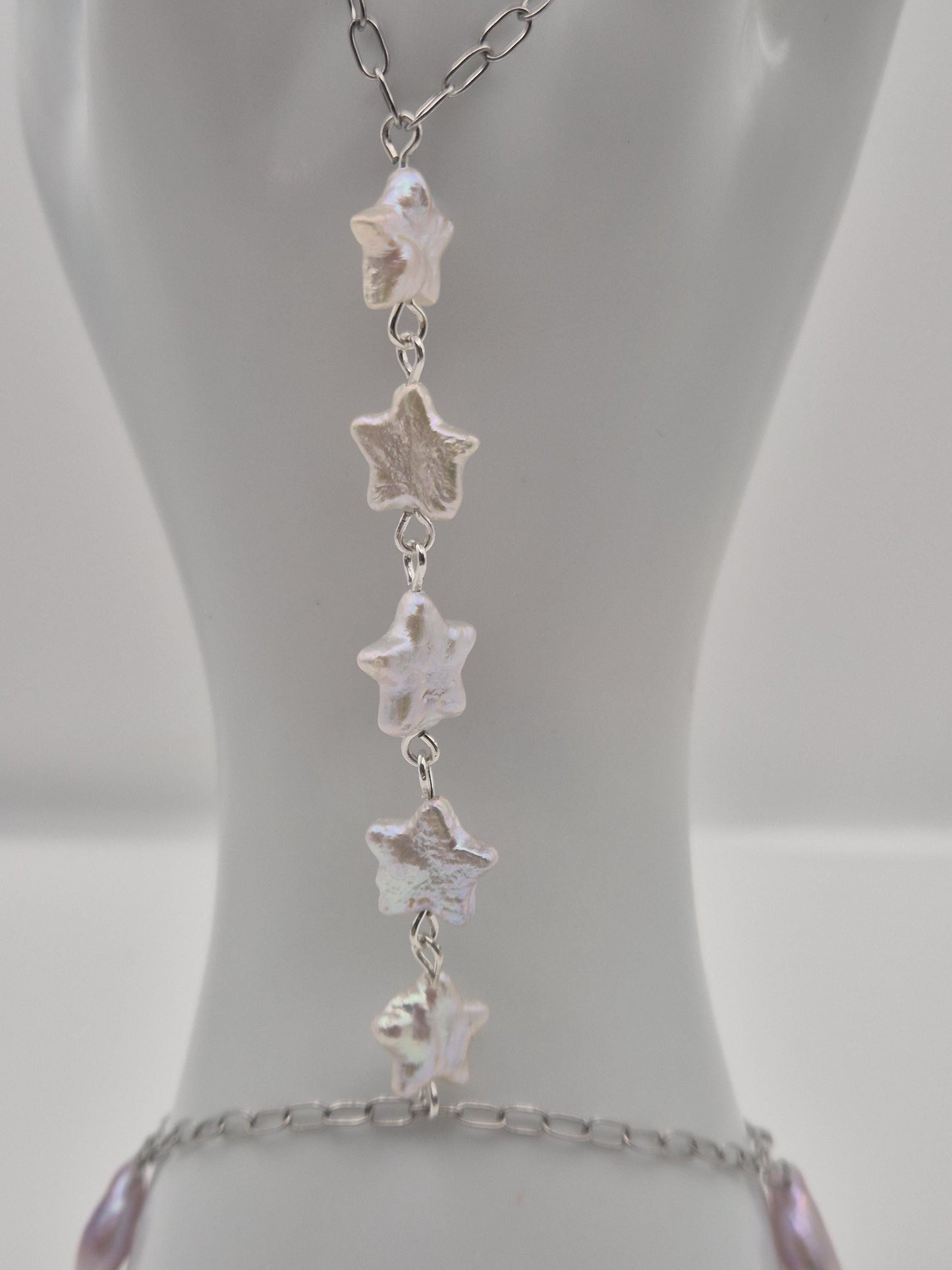 Moon and Star Pearl Hand & Ring Chain