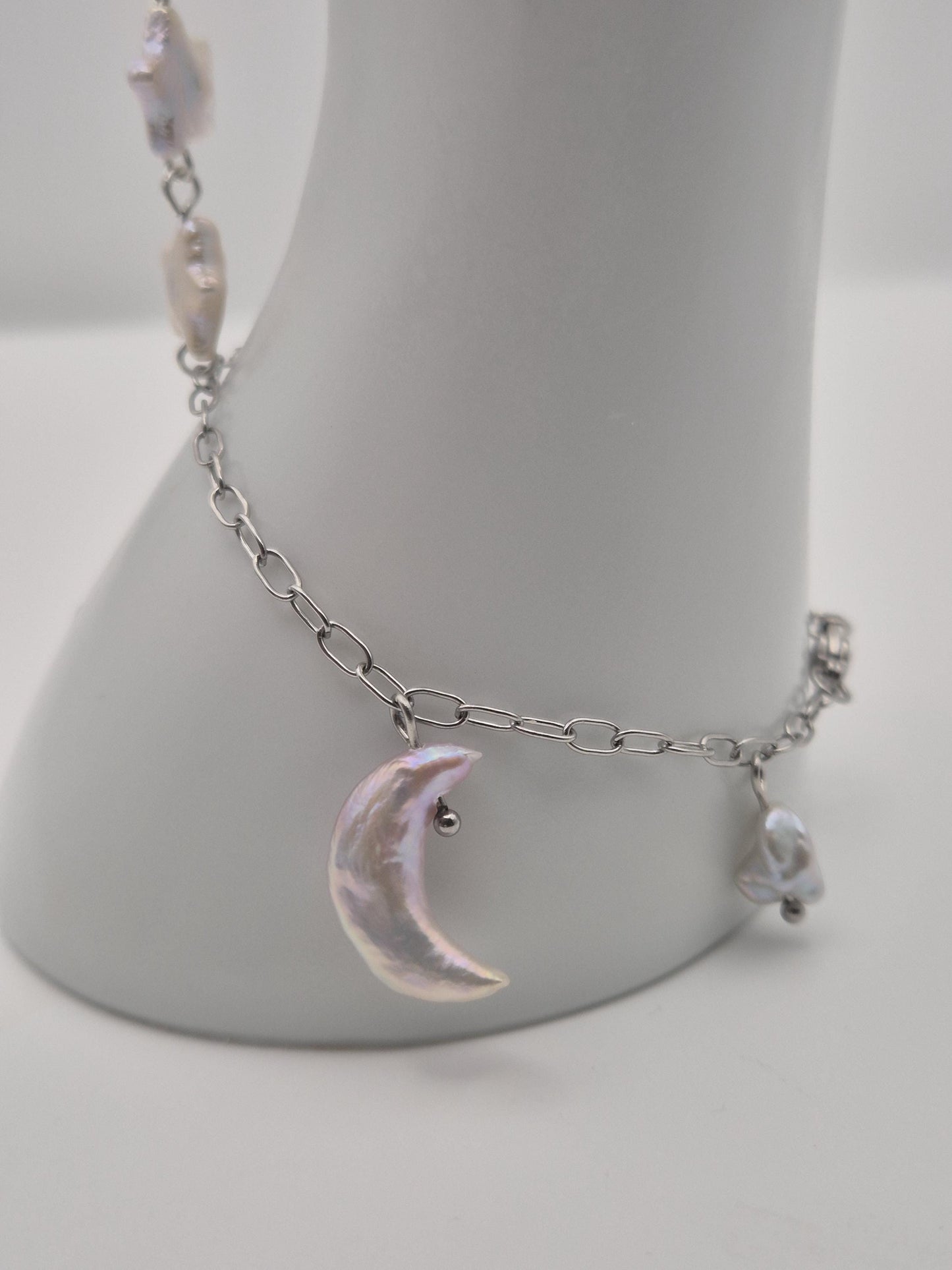 Moon and Star Pearl Hand & Ring Chain