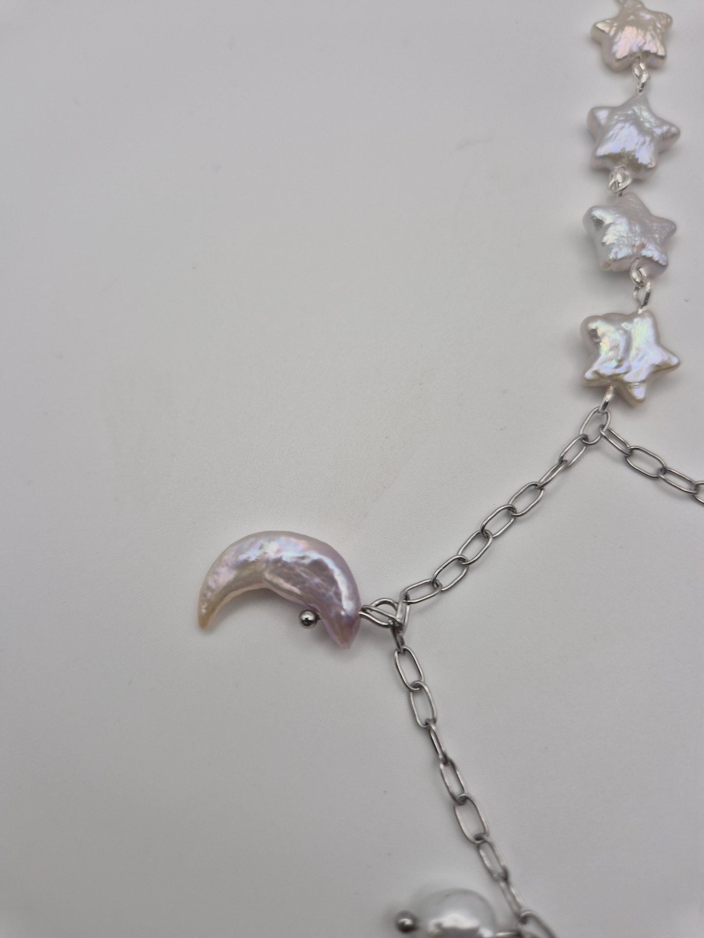Moon and Star Pearl Hand & Ring Chain