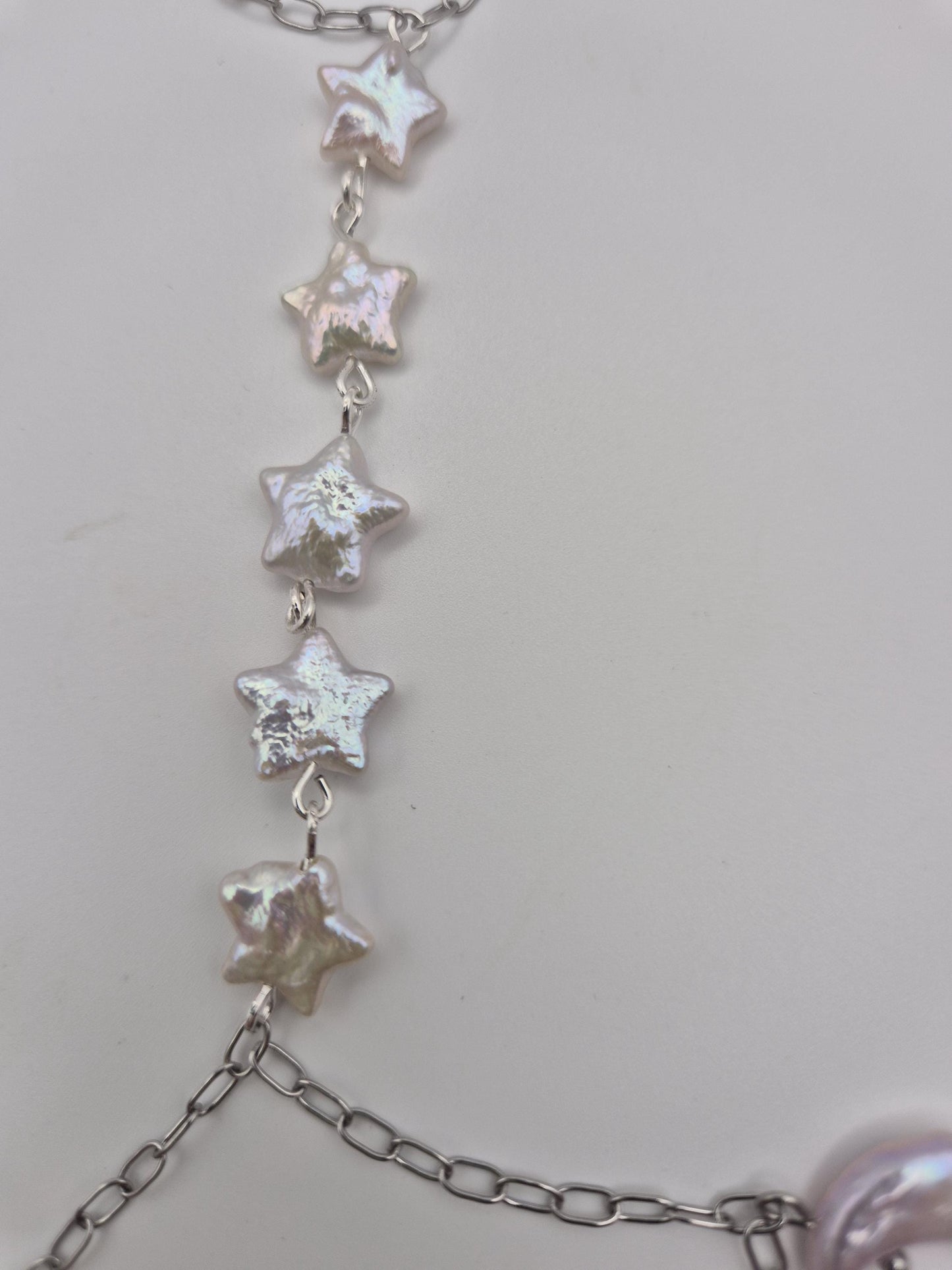 Moon and Star Pearl Hand & Ring Chain