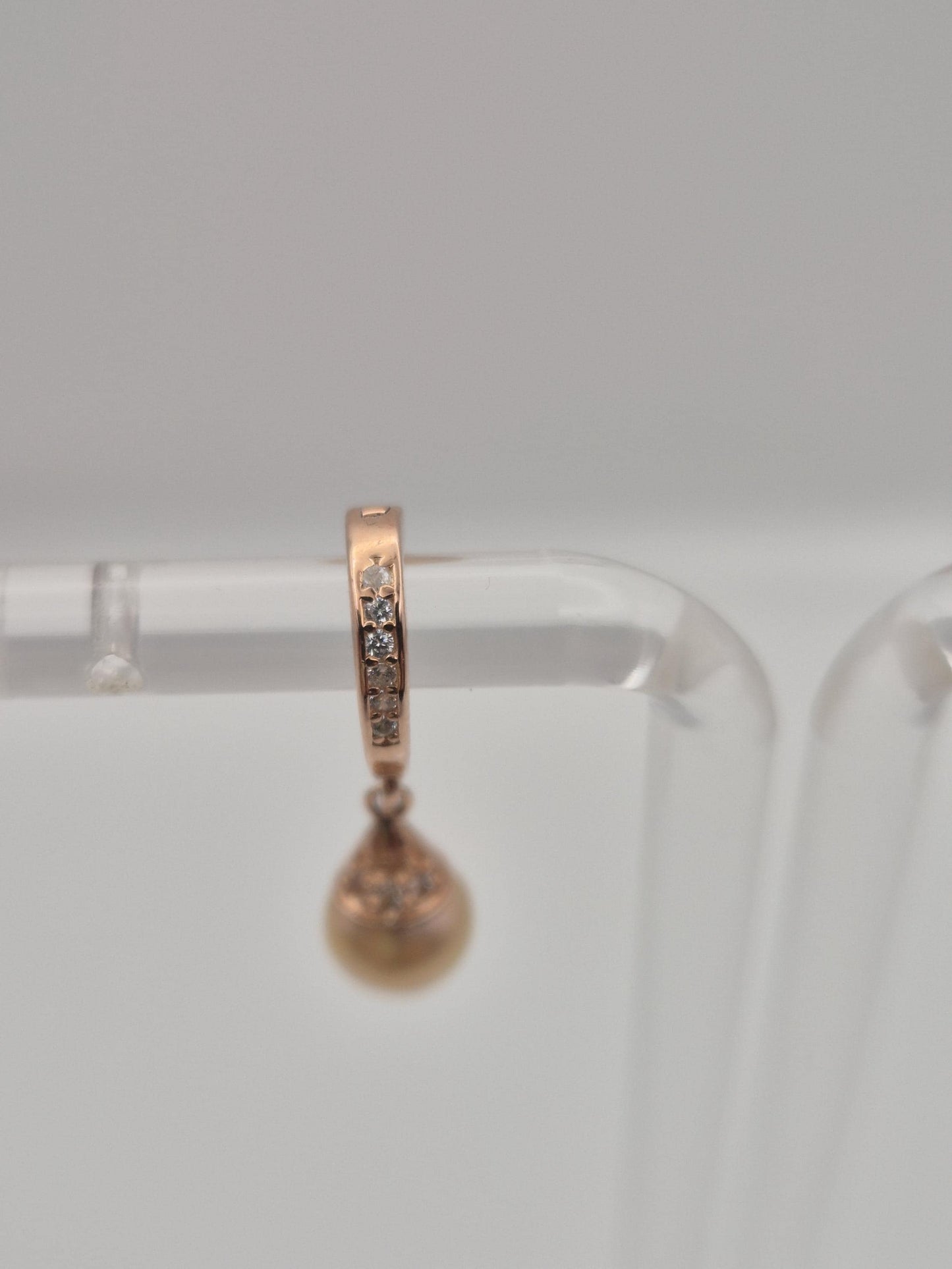 Rose Gold Sparkle Pearl Drop Earrings