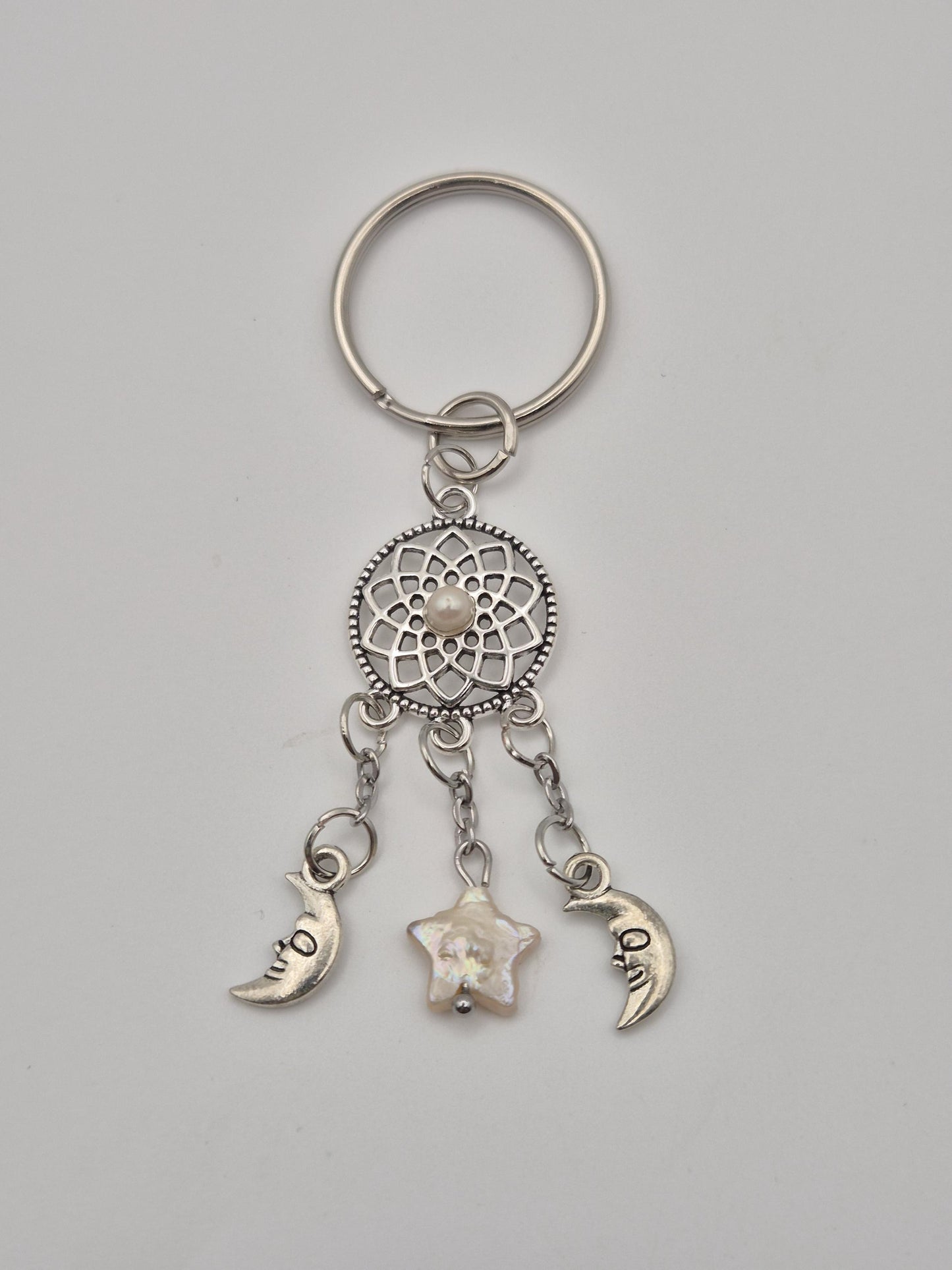 Pearl Star Moonlit Dreamcatcher Keychain