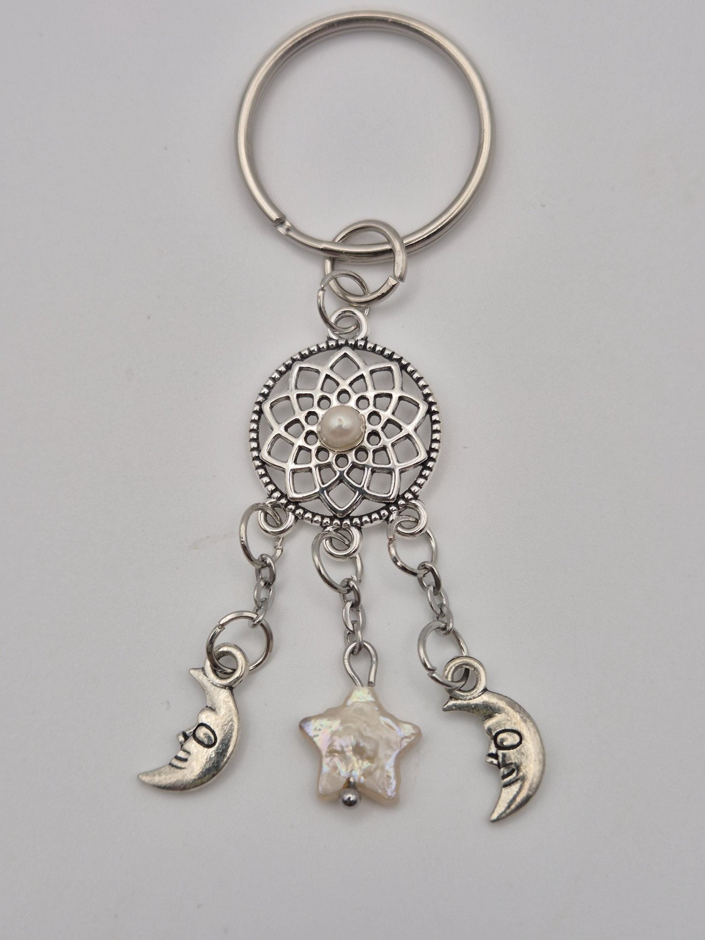 Pearl Star Moonlit Dreamcatcher Keychain