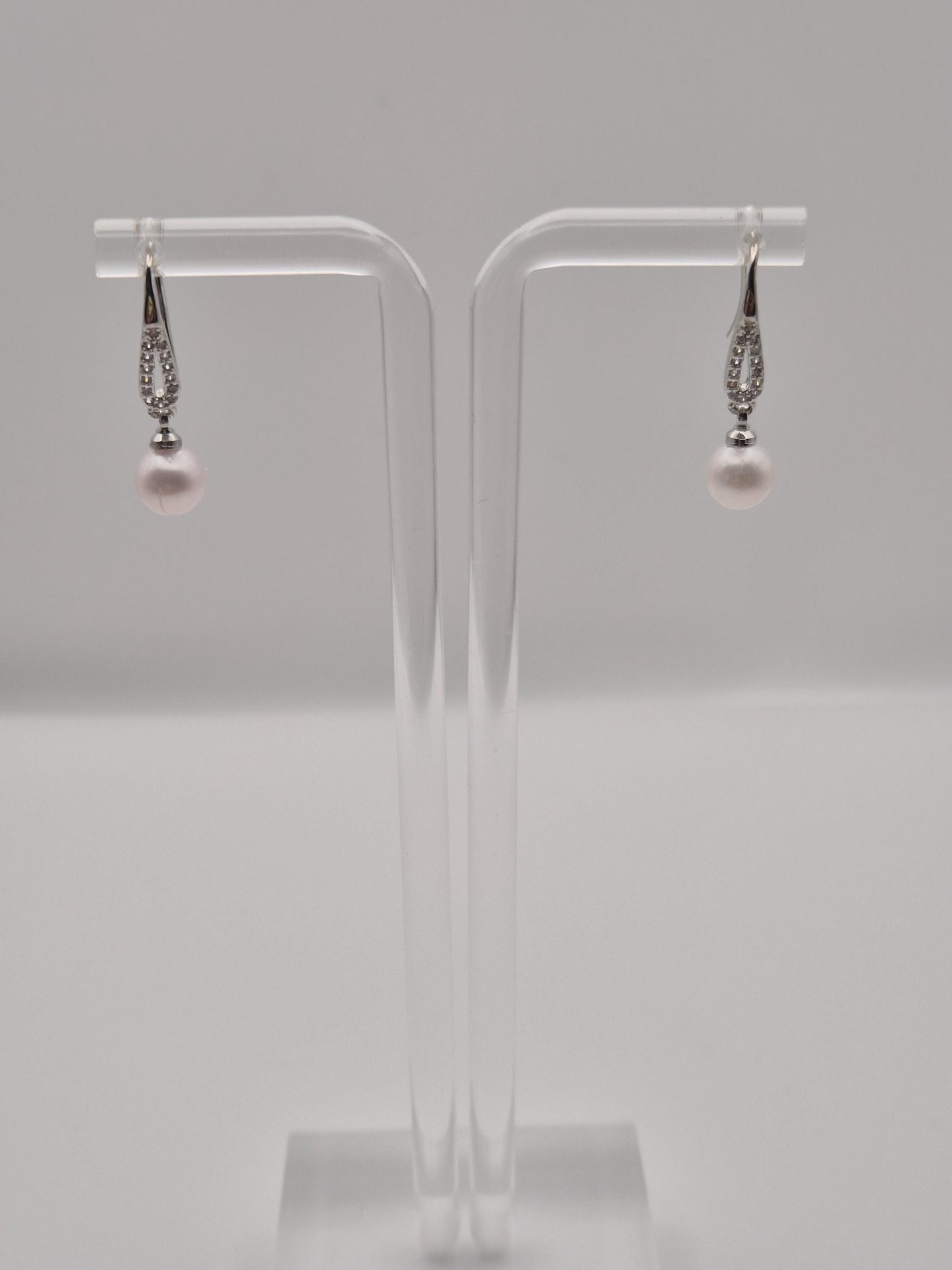 Classic Sparkle Pearl Dangle Earrings