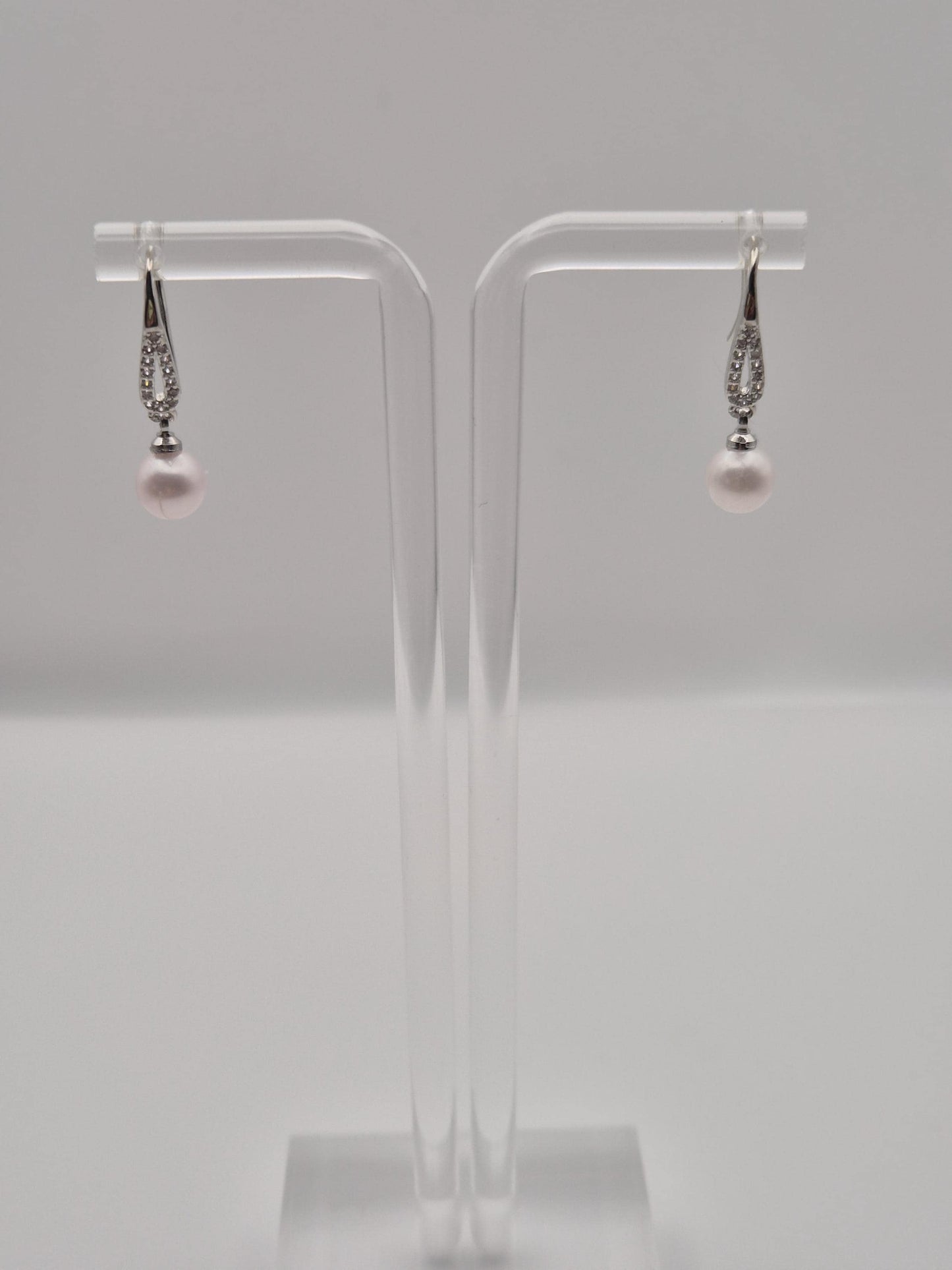 Classic Sparkle Pearl Dangle Earrings