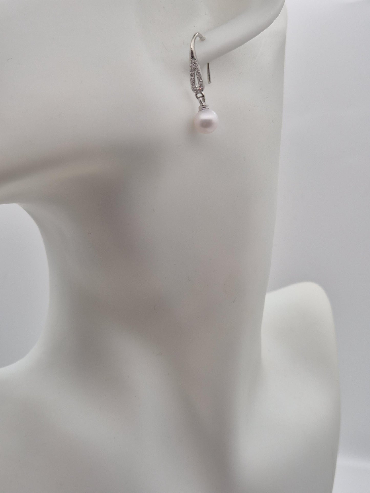 Classic Sparkle Pearl Dangle Earrings