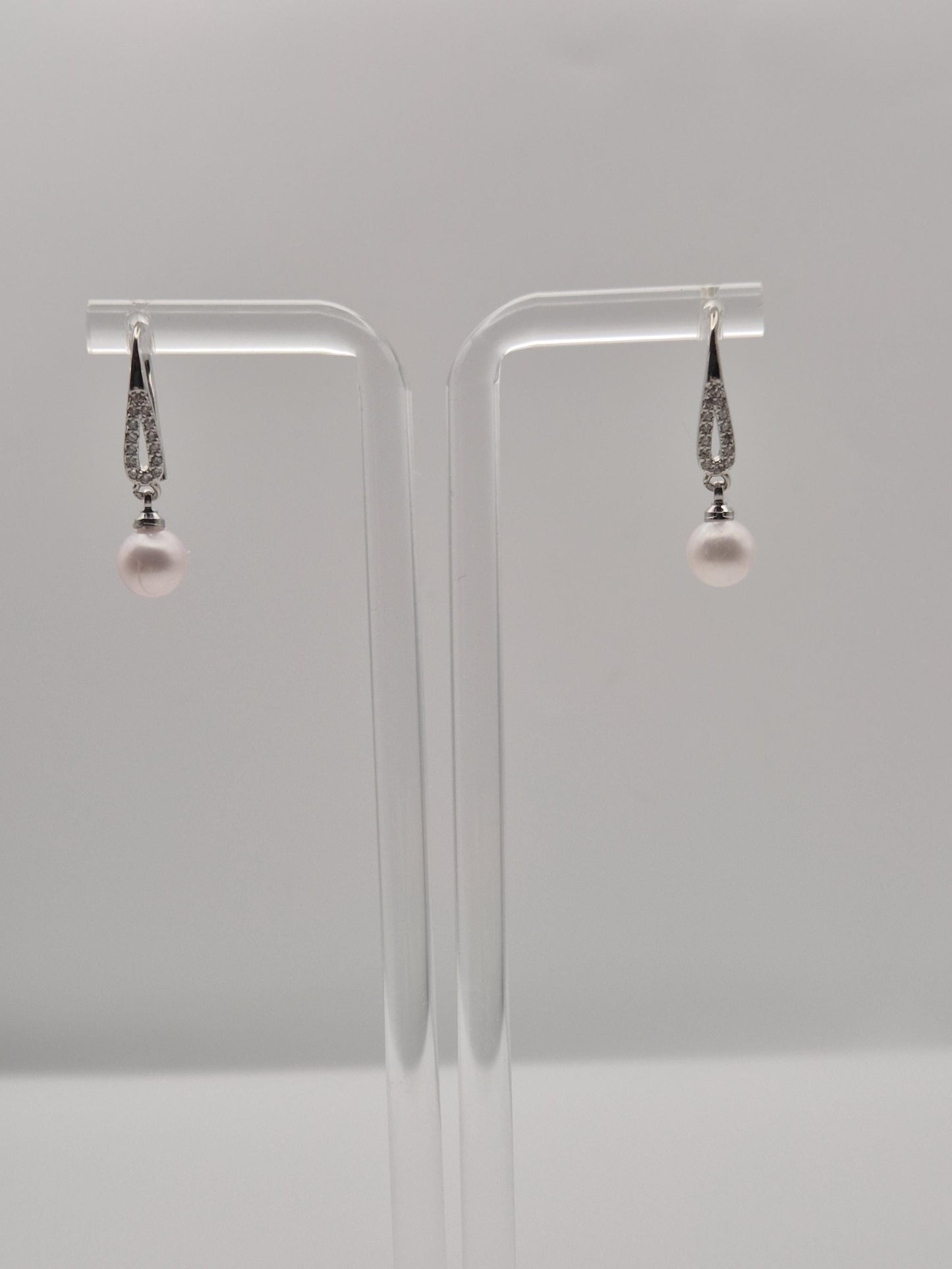 Classic Sparkle Pearl Dangle Earrings