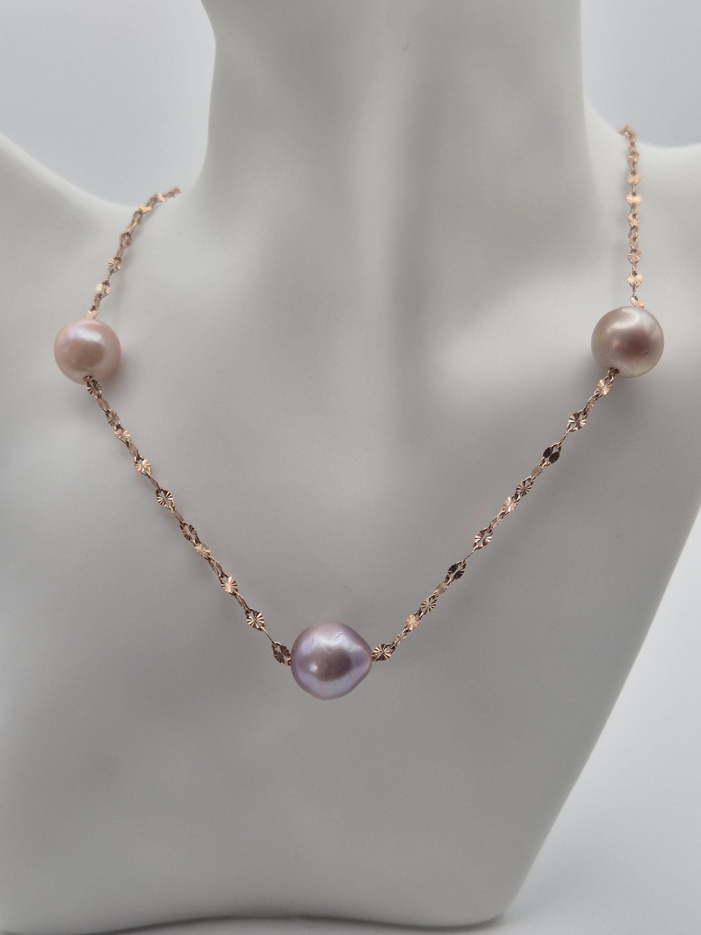 Starry Night Triple Edison Pearl Necklace with Bracelet Set