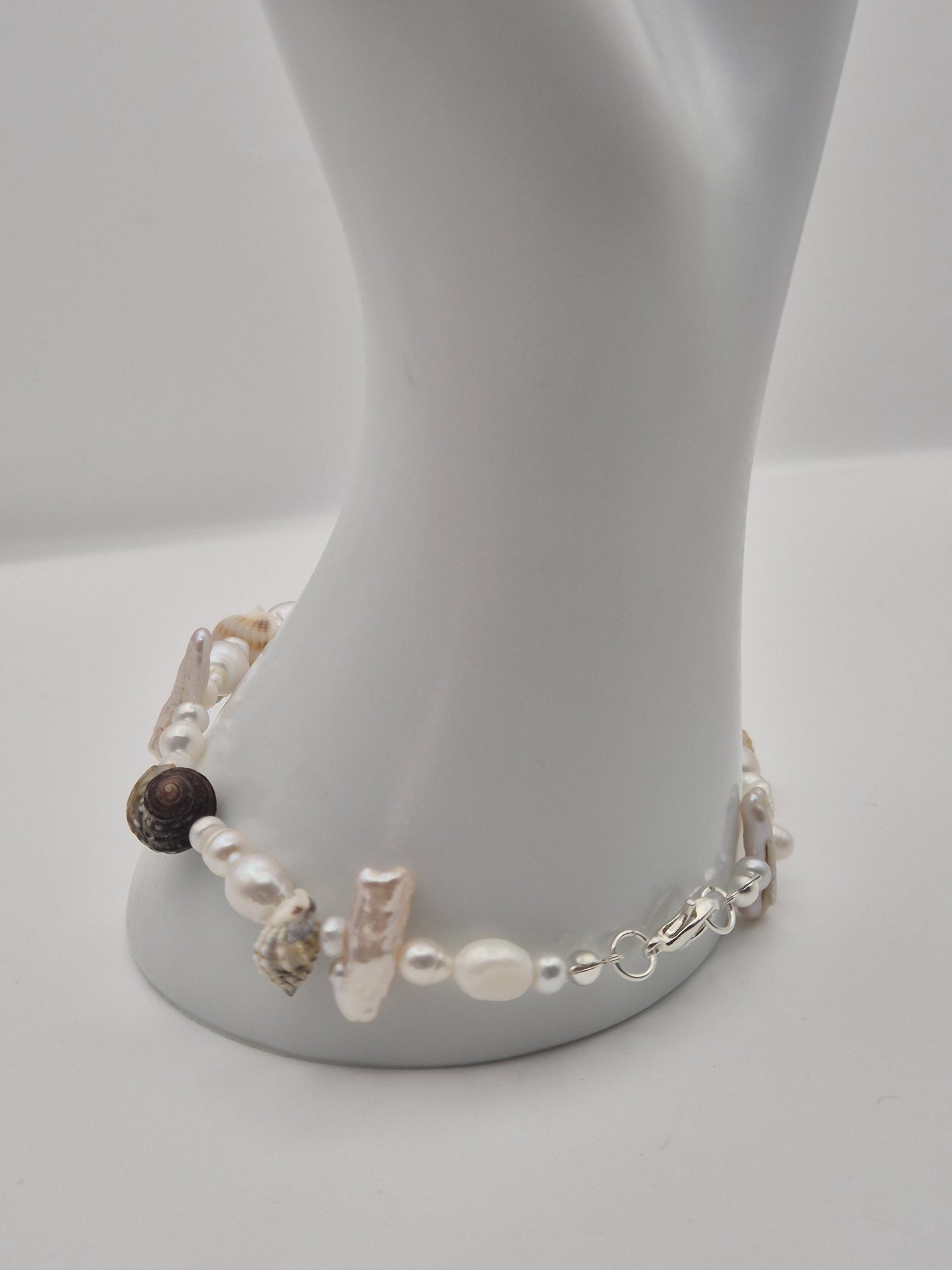 Summer Beach Pearl and Seashell Necklace and Bracelet Set